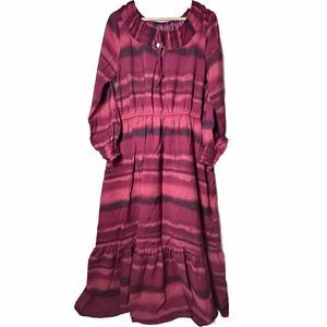 Terra & Sky Dress Women's Plus Peasant Tiered Long Sleeve Maxi Smocked 0…